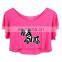 T-WT506 Woman Polyester Spandex Screen Print Short Design T Shirts Crop Top