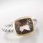 925 Silver Gold Two Tone Smoky Quartz Noblesse Cable Ring