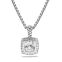 Sterling Silver Petite Albion Pendant with White Quartz and Diamonds on Chain