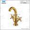 High-end Gold Plated Individual Double Handle Bathroom Basin Kitchen Deck Mounted Sink Mixer Tap Faucet