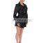 Women Long Sleeve Faux Leather Jackets Tie Belt Waist Streetwear Coats Ladies Fashion PU Shirt Jacket