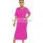 Wholesales Best Seller Women Solid Color Casual Long Dresses Ladies Split O-Neck Dresses Women Summer Dresses