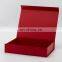 Foldable red custom logo printing a4 shallow magnetic gift packaging box with ribbon