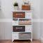 Storage Cabinet Wooden Beside Chest Woven Basket Hallway Cupboard 8 Drawer