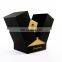 Classic black luxury custom touching paper perfume box packaging with gold stamping logo