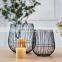 Factory wholesale home decor Black metal wire led candle holder decorative tealight candle holder