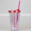 cute plastic fruit cup with lid and straw
