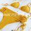 Hot Sale Crochet Swimsuit in Yellow, Women Crochet Bathing Suit Bikini Vietnam Supplier Cheap Wholesale