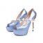 China Guangzhou High Quality Hand-made Shoes Woman, Patent Leather Corpion Heels Shoes Metal Scorpion High Heels Platform