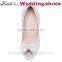 China wholesale white wedding shoes middle heel women peep toe shoes for party