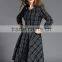 laest EU dress design deep color one piece long sleeve lattice bubble skirt dress ladies