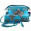 Trendy Cowgirl Purse Rhinestone Croc Skin Cross Shoulder Handbag Wallet Set Blue