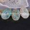 Natural Agate Stone Pendant, Gold Plated Edged Oval Shape Slab Stone Pendant, Double Flat Ocean Agate Gem Stone Pendants