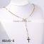 Fashion latest design gold plated beads long chain cross pendant necklace