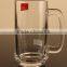 Custom design 350ml Glass beer cup with handle
