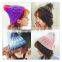 100% Acrylic female striped and knitted clolorful hat