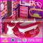 New design 11 pieces of furniture children pretend play wooden luxury toy house W06A226