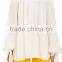 Customized Wholesale Lady's Apparel Beautiful White Silk Georgette Off-the-shoulder Top(DQM022T)