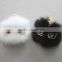 Myfur Cute Metal Glasses Decorative Real Fox Fur Pom Poms Keychain For Bag Charm