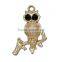 Halloween Owl Gold Plated Black Rhinestone Zinc Based Alloy Pendants