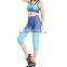 Womens Fitness Blue Bra Capris Leggings Yoga Wear