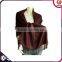 100 cotton white plain scarf with braided tassel