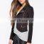 china OEM new product cheap long sleeves faux leather moto jacket women