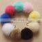 Multicolor fox fur pom pom keychain