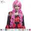 fashion women synthetic hair blue and pink long deep curly wig
