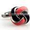 China factory bulk stainless steel metal cheap celtic knot shirt cufflinks for men, colorful knot cuff link, red, pink, black