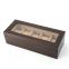 High grade luxury 4 slots brown watch packaging box 4 slot oak solid wood watch storage display box with clear glass window