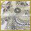 Embroidered bridal fabric pearl beads flower applique with rhinestone FHA-048
