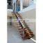 Indoor Small Space Stairs Stainless Steel Wooden Straight Staircases With Wood Treads