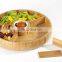 Wood bamboo lazy susan with removable dividers