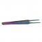 Colorful flat mouth tweezers anti-static stainless steel high-precision clip stamp plucking hair phone maintenance thickened flat head tweezers 13 tweezers