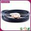 2016 Hot Selling Product Black Gemstone Charm Leather Woven Bracelet