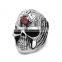 316L Steel Men's Jewelry Mystery Gothic Skull Gemstone Rings