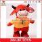 lovely brown cow plush toy standing stuffed cow toy soft cow with t-shirt