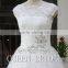 Real Sample Scoop Neck Sleeveless Appliqued Lace Beaded Sash Wedding Dresses 2015