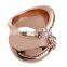 Classic 18k Gold Plating Austrian Crystal Leaf Rose Wedding Ring