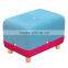 Colorful square wooden with PU leather/wool/linen fabric foot stool