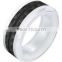 Wholesales jewelry 8mm 316l stainless steel and ceramic ring black carbon fiber band ring