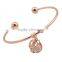 Latest Design Vogue Jewellery Bangle High Polished Real Gold Hollow Ball Center Clean Stone Pendant Cuff Adjustable Bracelets