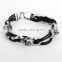 2015 new arrival fashion skull bracelet double leather infinity bracelet