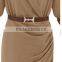Apricot Plain Belt Tailored Collar Flax Blend Dress