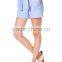 Wholesale women clothes summer casual belted cotton chambray shorts