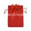 Cotton Linen Drawstring Closure Bags With Tulips