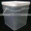 Manufacture high quality 15L plastic Square bucket/pail with lid and handle