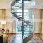 Oak Solid Wood Stairs LED Spiral Staircase With Tempered Glass Balustrades & Handrails