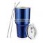 Double wall insulated stainless steel 30oz keep hot and cold wine tumbler with lid and straw